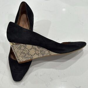 Calvin Klein-Black Wedge Heels with Snakeskin Detail size 10